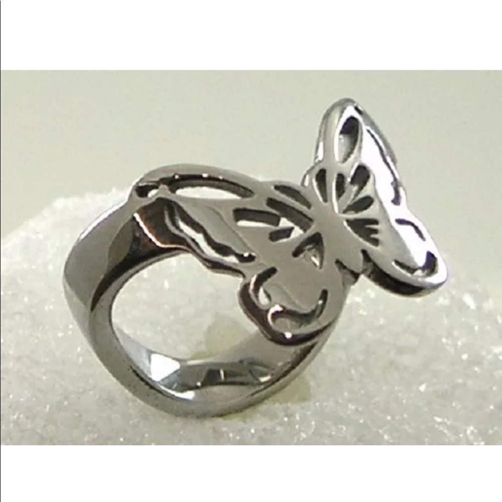 Butterfly Thumb Ring Stainless Steel Silver